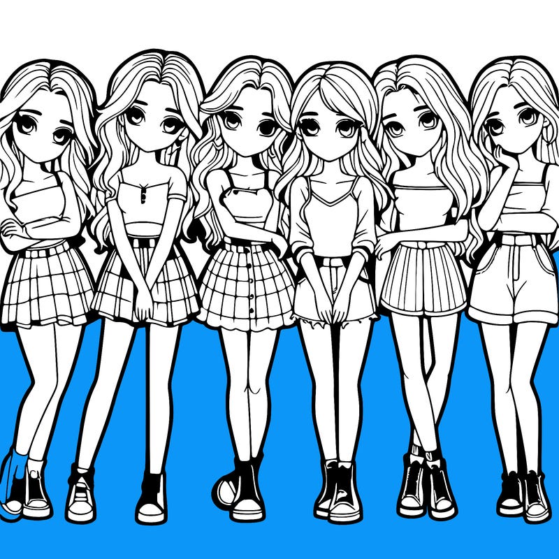 a group of girls realistic