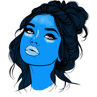 realistic girl with lips and hair up