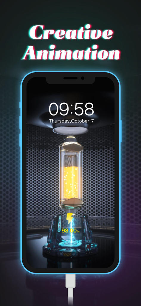 Creative sci-fi themed battery charging animation on an iPhone