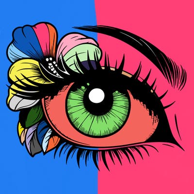 realistic eye with flower