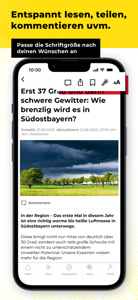chiemgau24.de - Chiemgau24 news app interface showing a local news article with reading and sharing options