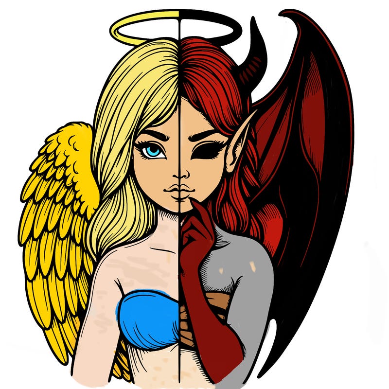 realistic angel half demon