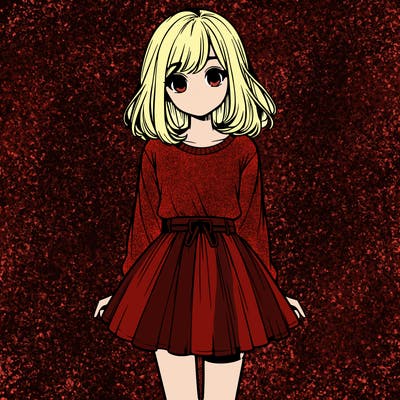 realistic girl with a skirt on