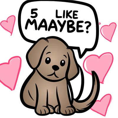 a puppy that says 5 like maybe