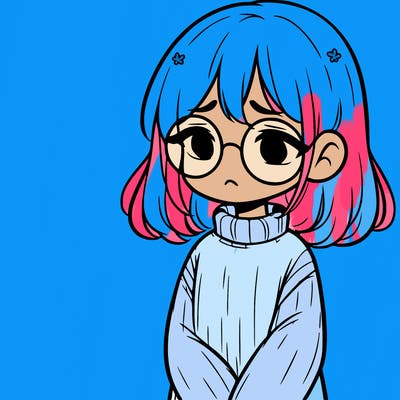 sad girl with glasses in a sweater
