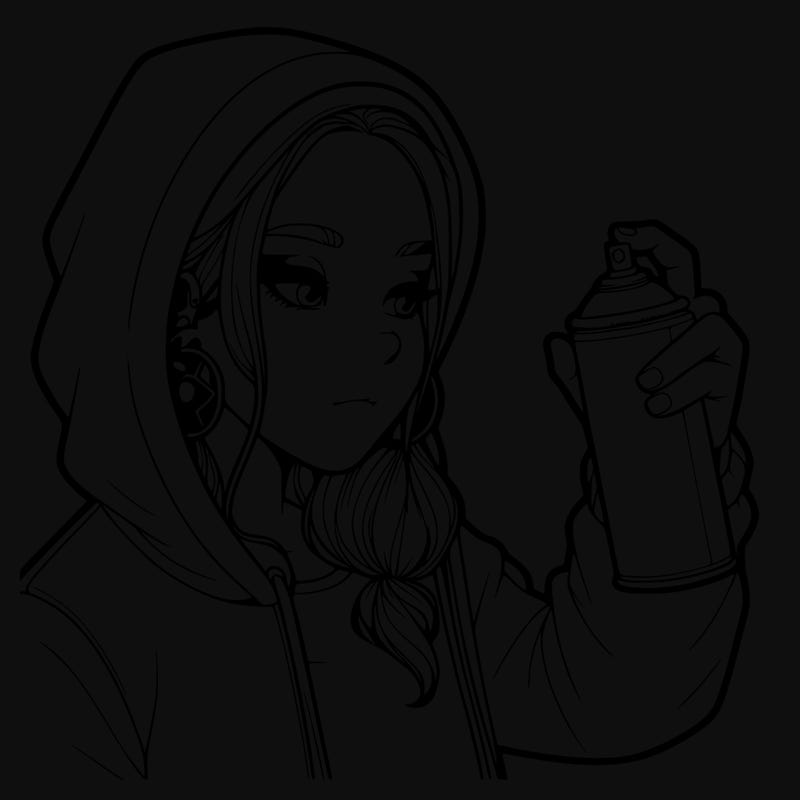 a realistic girl, spray painting