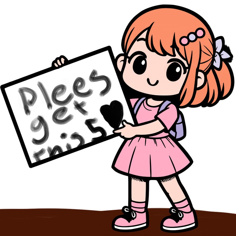 girl holding a big sign