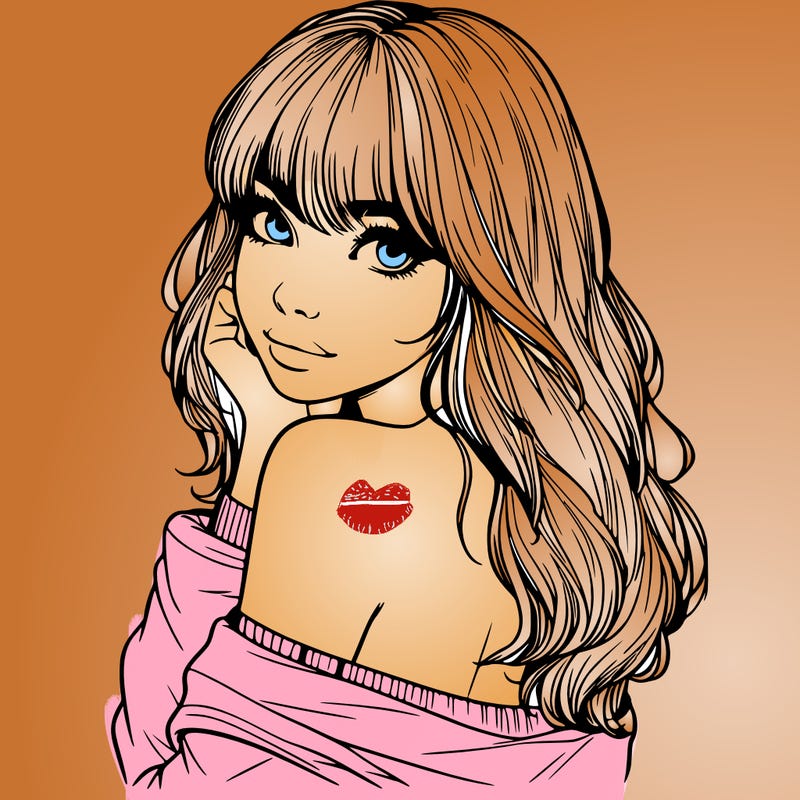 realistic girl with bangs looking over her shoulder