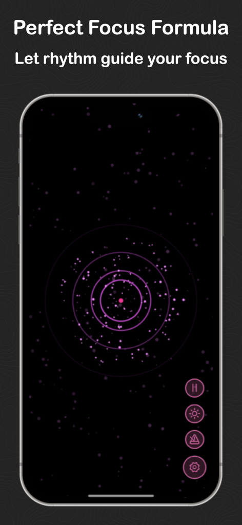 Pink Pulse - Pink Pulse app displaying a pink circular rhythmic animation on a dark background for focus