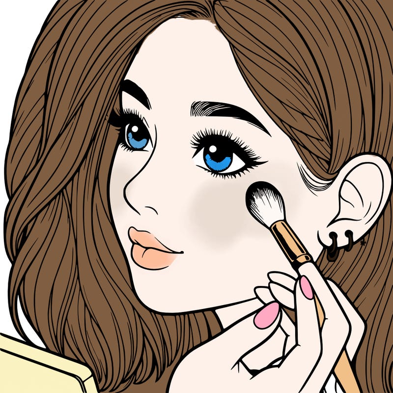 a realistic girl doing her makeup