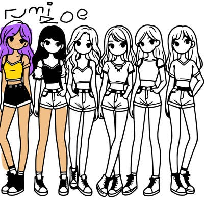 a group of girls wearing crop tops and shorts