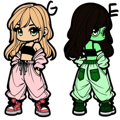 girl in crop top and baggy pants