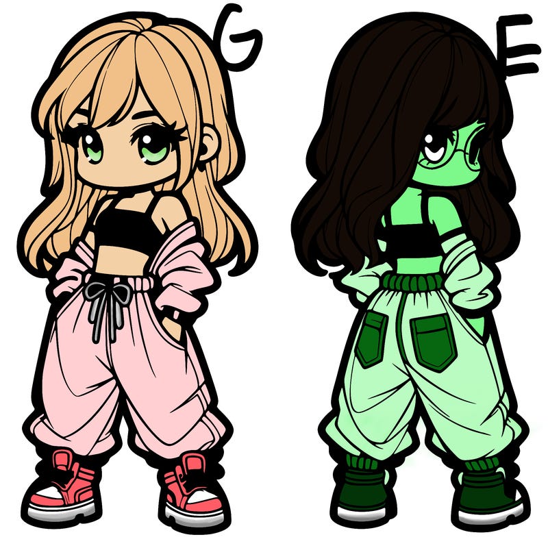 girl in crop top and baggy pants