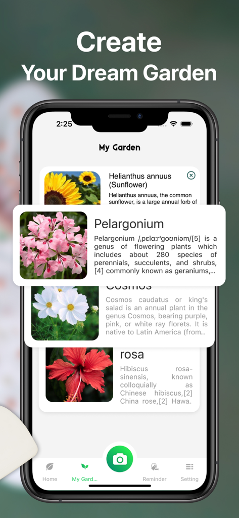 AI Plant Identifier Care Tips - Smartphone displaying a digital plant collection in the AI Plant Identifier app under the My Garden section
