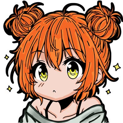 a manga girl with messy small buns