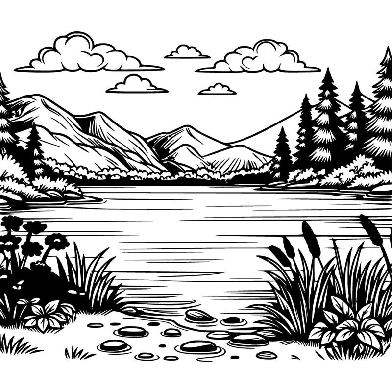 realistic lake scenery