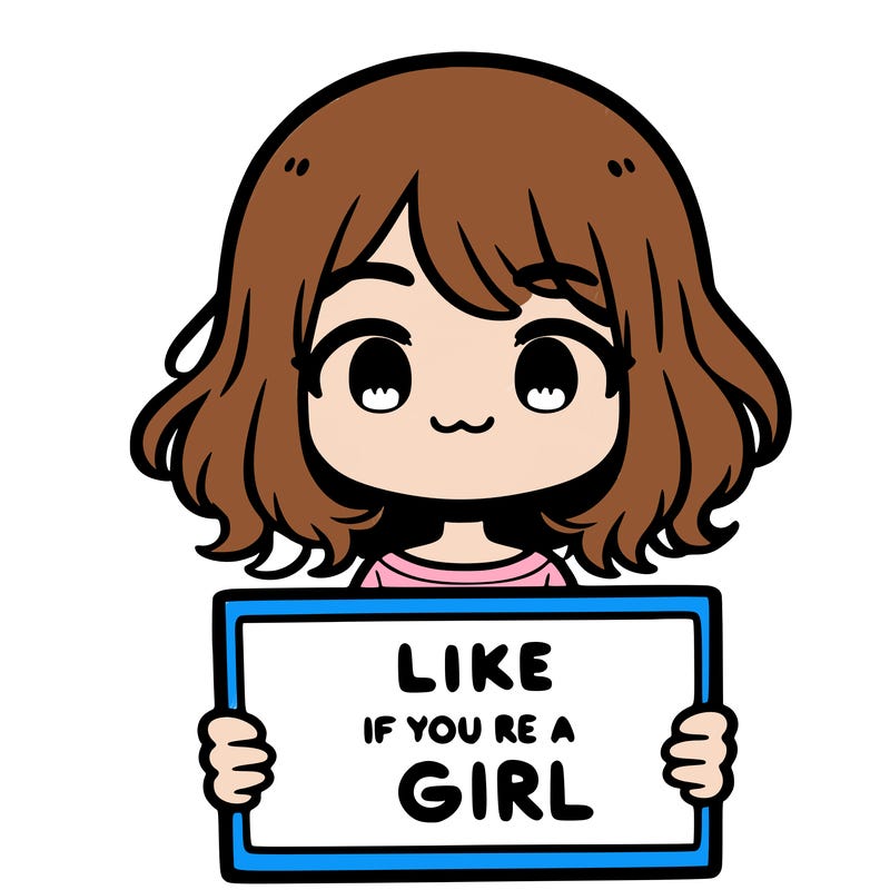 a cute girl holding a sign that says like if you’re a girl