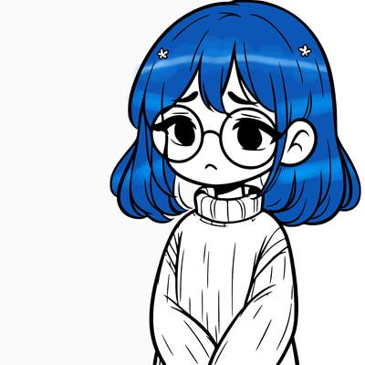 sad girl with glasses in a sweater
