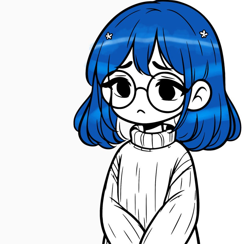 sad girl with glasses in a sweater