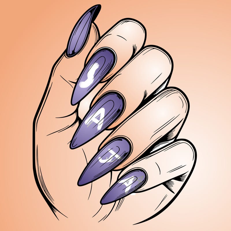 acrylic nails on one side realalistic