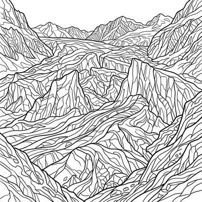Explore the majestic beauty of glaciers with this intricate coloring page, designed for teens. Unleash your artistic flair on complex ice formations and sweeping mountainscapes.
