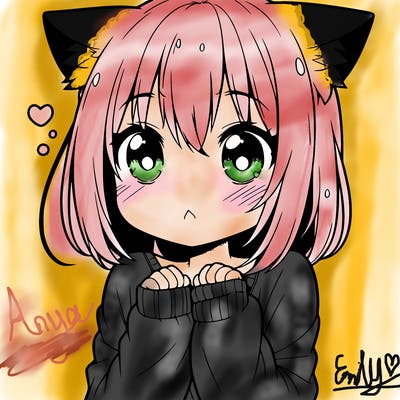 shy anime catgirl