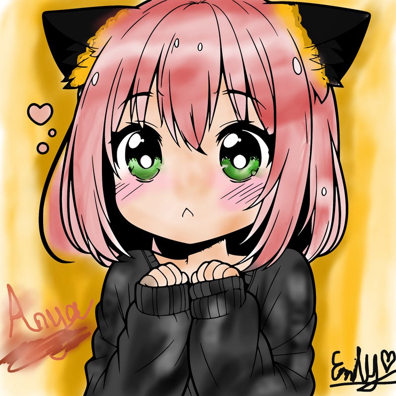 shy anime catgirl
