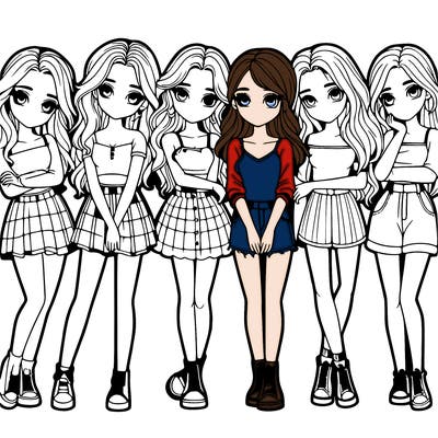 a group of girls realistic