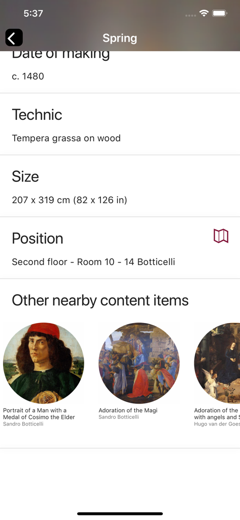 Uffizi Gallery - Detailed artwork information for Spring by Sandro Botticelli in the Uffizi Gallery app