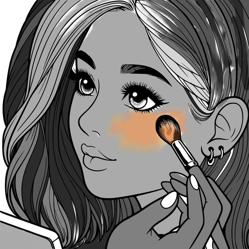 a realistic girl doing her makeup