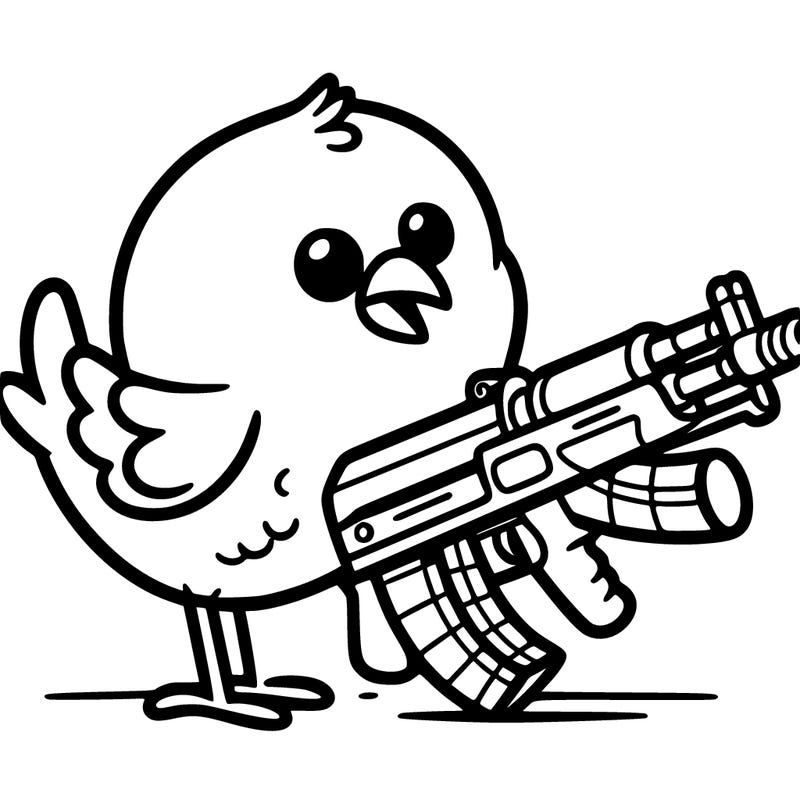bird with a machine gun