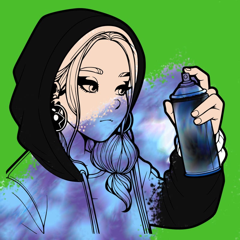 a realistic girl, spray painting