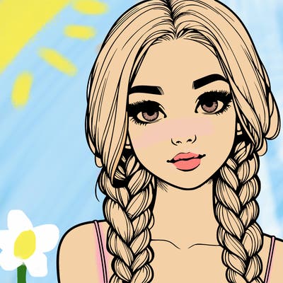 realistic girl with braids