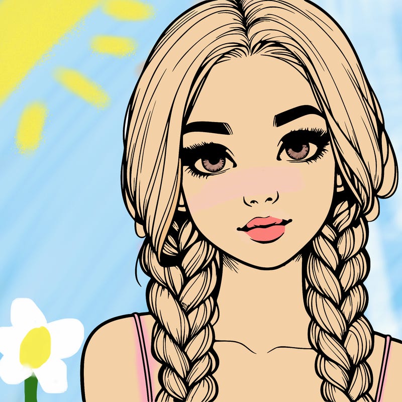 realistic girl with braids