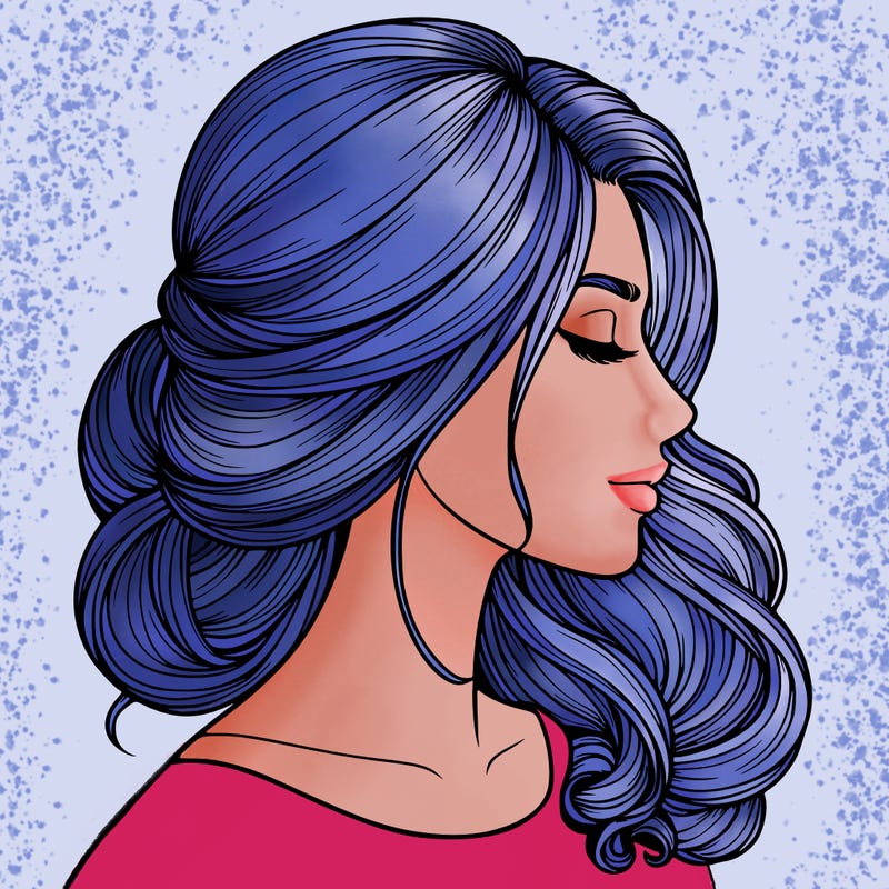 realistic woman's head & hair