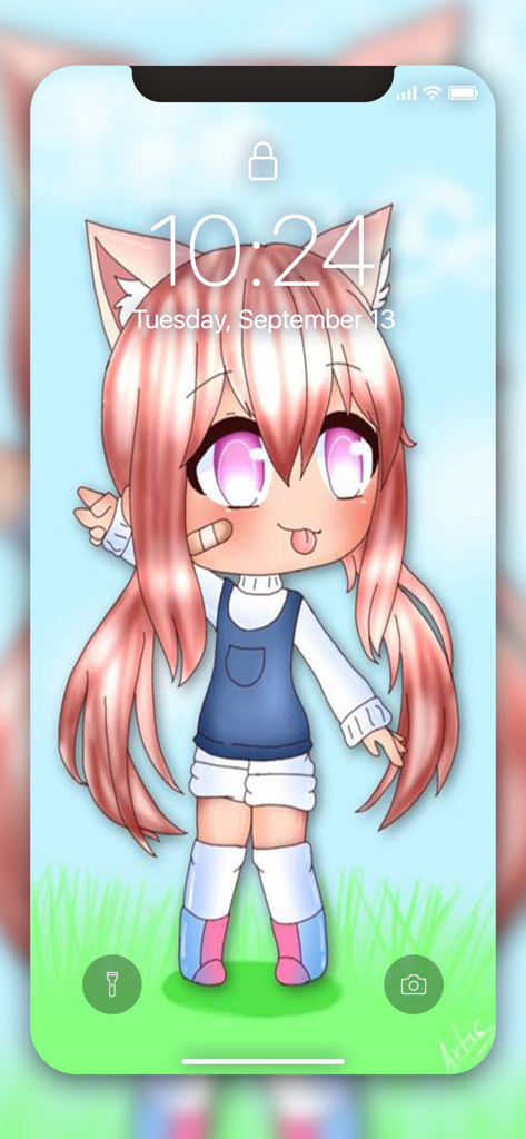 Gacha life Wallpaper 4K - Cute anime girl with pink hair as Gacha Life wallpaper on phone screen