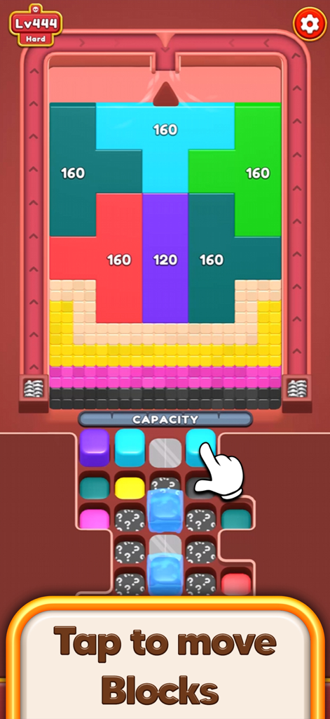 Bounce Blast 3D - Bounce Blast 3D mobile game puzzle screen with colorful blocks and tap icon