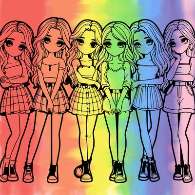 a group of girls realistic