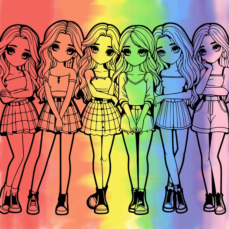 a group of girls realistic