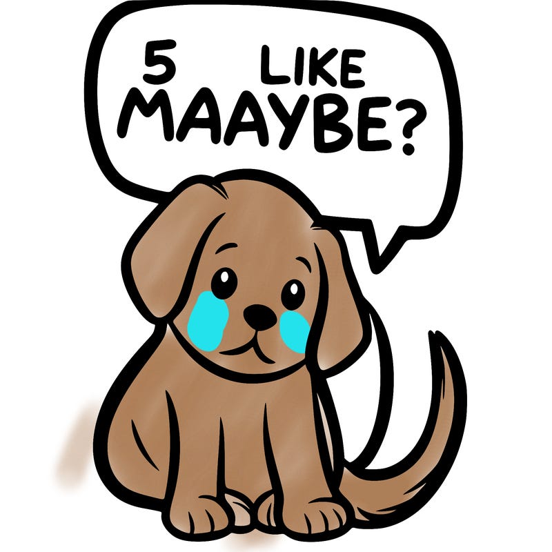 a puppy that says 5 like maybe