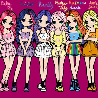 a group of girls realistic