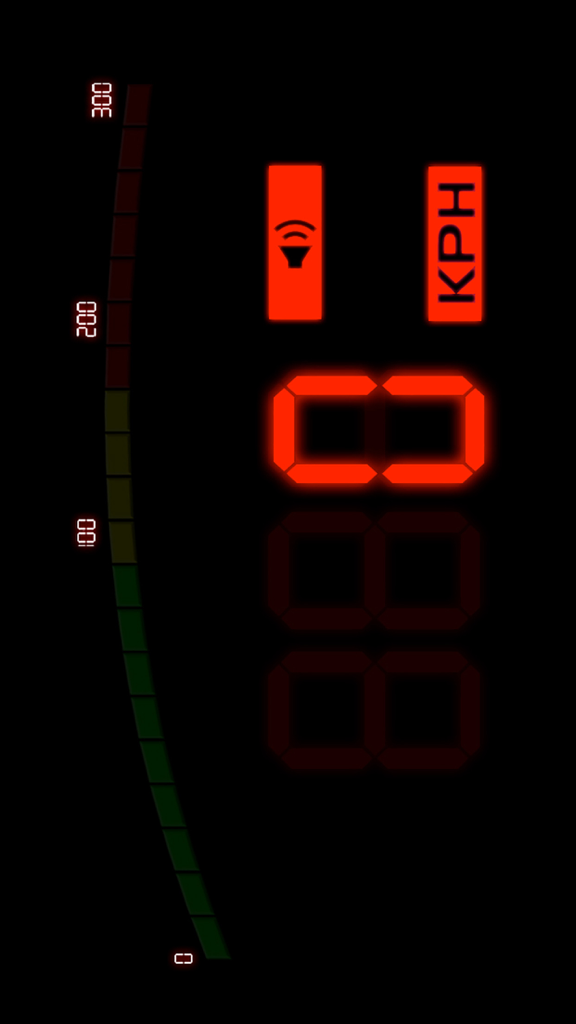 Velocímetro digital rojo de la aplicación KITT Knight Rider