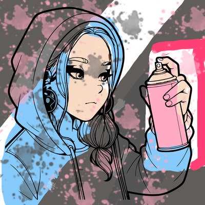 a realistic girl, spray painting
