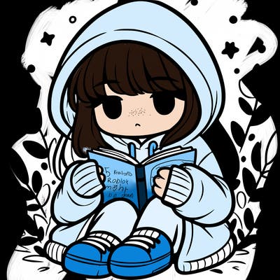 girl in oversized hoodie reading a book