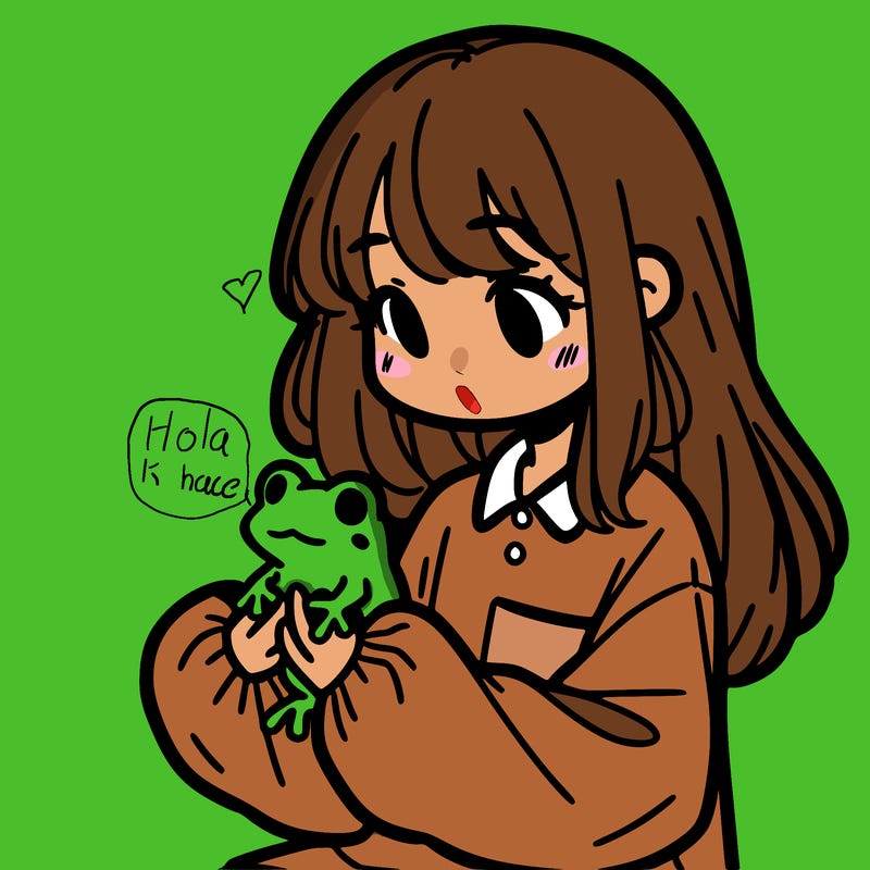 girl with long hair and a oversized shirt. and she is holding a frog