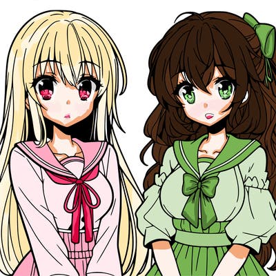 anime girl and girl