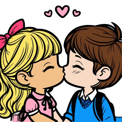 boy and girl kissing