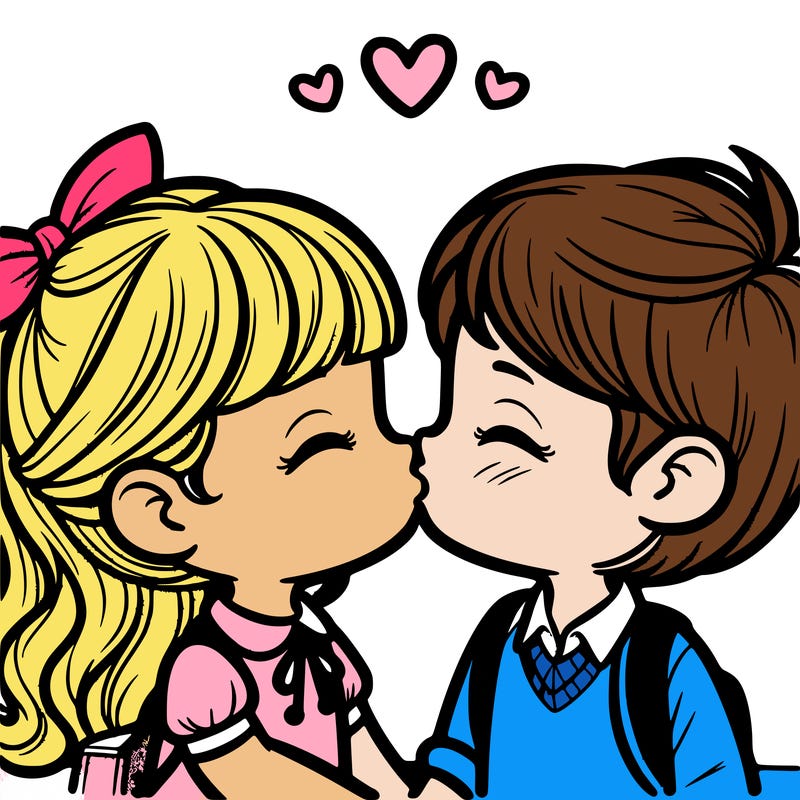 boy and girl kissing