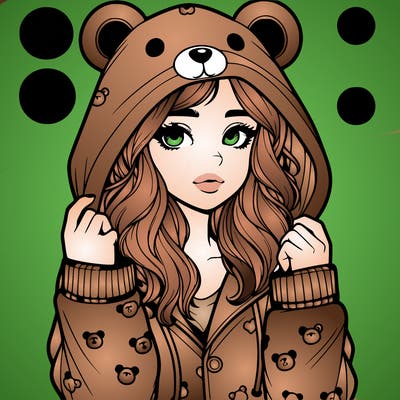 realistic girl in a animal pjs hoodie