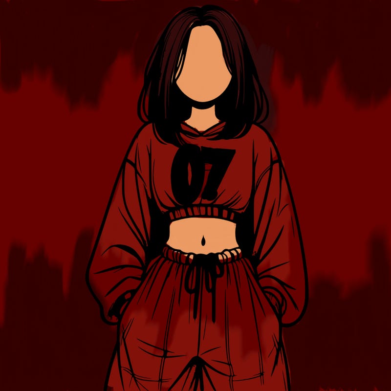 realistic girl faceless with baggy pants and a crop top